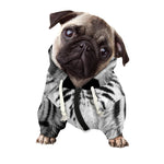 Monochrome White Bengal Tiger Print Dog Zip Up Hoodie