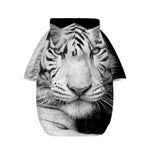 Monochrome White Bengal Tiger Print Dog Zip Up Hoodie