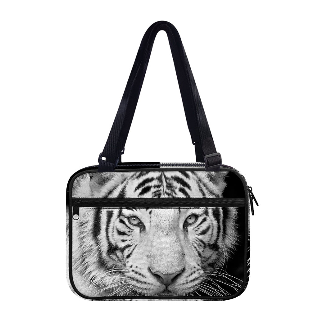 Monochrome White Bengal Tiger Print Double Strap Bible Bag