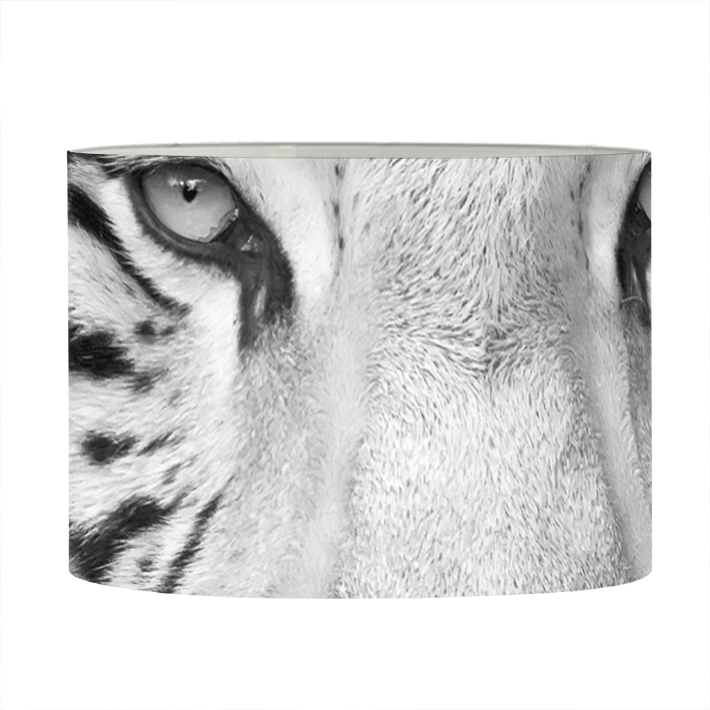 Monochrome White Bengal Tiger Print Drum Lamp Shade