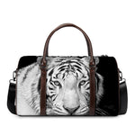 Monochrome White Bengal Tiger Print Duffle Bag