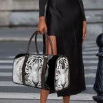 Monochrome White Bengal Tiger Print Duffle Bag