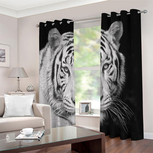 Monochrome White Bengal Tiger Print Extra Wide Grommet Curtains