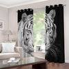 Monochrome White Bengal Tiger Print Extra Wide Grommet Curtains