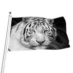 Monochrome White Bengal Tiger Print Flag