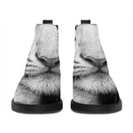 Monochrome White Bengal Tiger Print Flat Ankle Boots