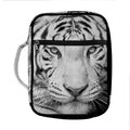 Monochrome White Bengal Tiger Print Front Pocket Bible Bag