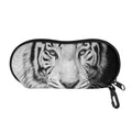 Monochrome White Bengal Tiger Print Glasses Case
