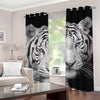 Monochrome White Bengal Tiger Print Grommet Curtains