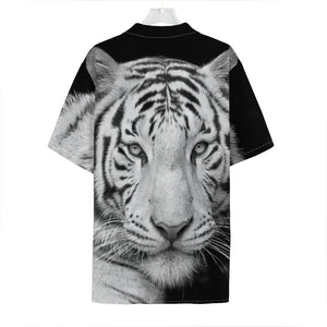 Monochrome White Bengal Tiger Print Hawaiian Shirt