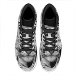 Monochrome White Bengal Tiger Print High Top Leather Sneakers