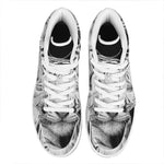 Monochrome White Bengal Tiger Print High Top Leather Sneakers