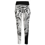 Monochrome White Bengal Tiger Print High-Waisted Pocket Leggings