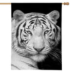 Monochrome White Bengal Tiger Print House Flag