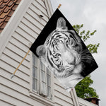 Monochrome White Bengal Tiger Print House Flag