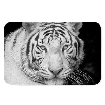 Monochrome White Bengal Tiger Print Indoor Door Mat