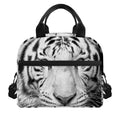 Monochrome White Bengal Tiger Print Insulated Lunch Bag