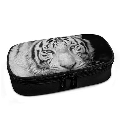 Monochrome White Bengal Tiger Print Insulin Cooler Travel Case
