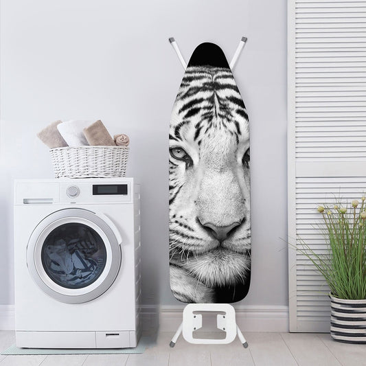 Monochrome White Bengal Tiger Print Ironing Board Cover