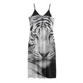 Monochrome White Bengal Tiger Print Jersey Midi Cami Dress