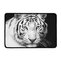 Monochrome White Bengal Tiger Print Kitchen Mat