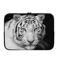 Monochrome White Bengal Tiger Print Laptop Sleeve