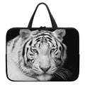 Monochrome White Bengal Tiger Print Laptop Sleeve With Handle