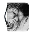 Monochrome White Bengal Tiger Print Leather Bible Cover