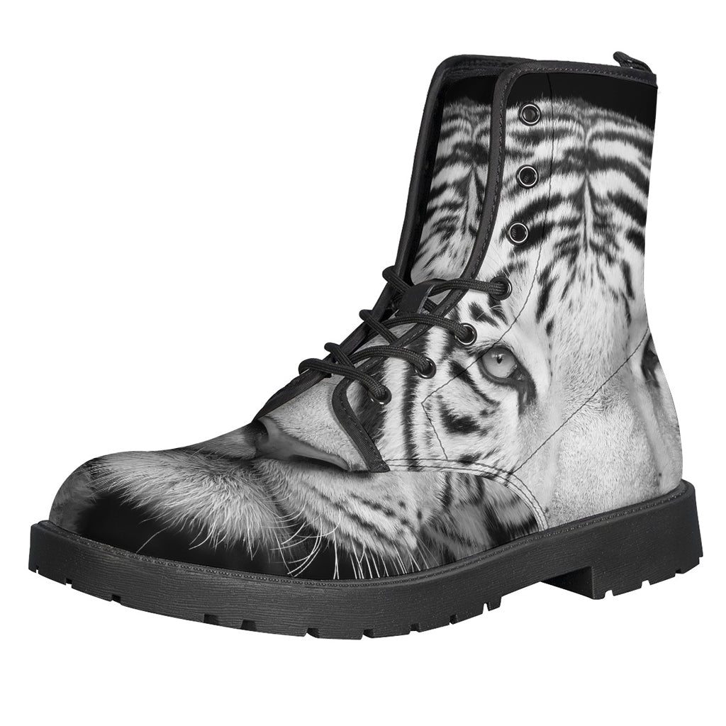 Monochrome White Bengal Tiger Print Backpack