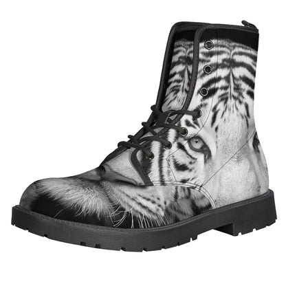Monochrome White Bengal Tiger Print Backpack