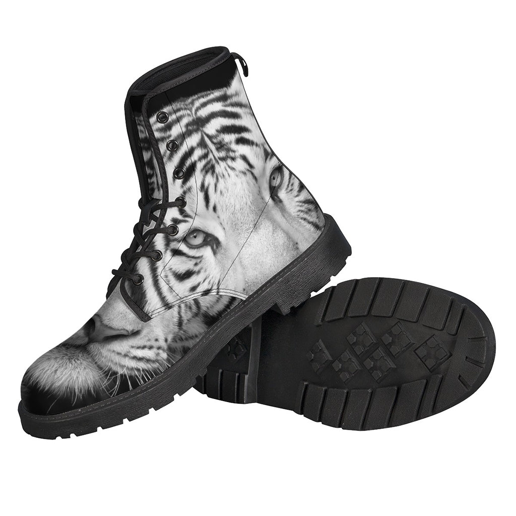 Monochrome White Bengal Tiger Print Backpack