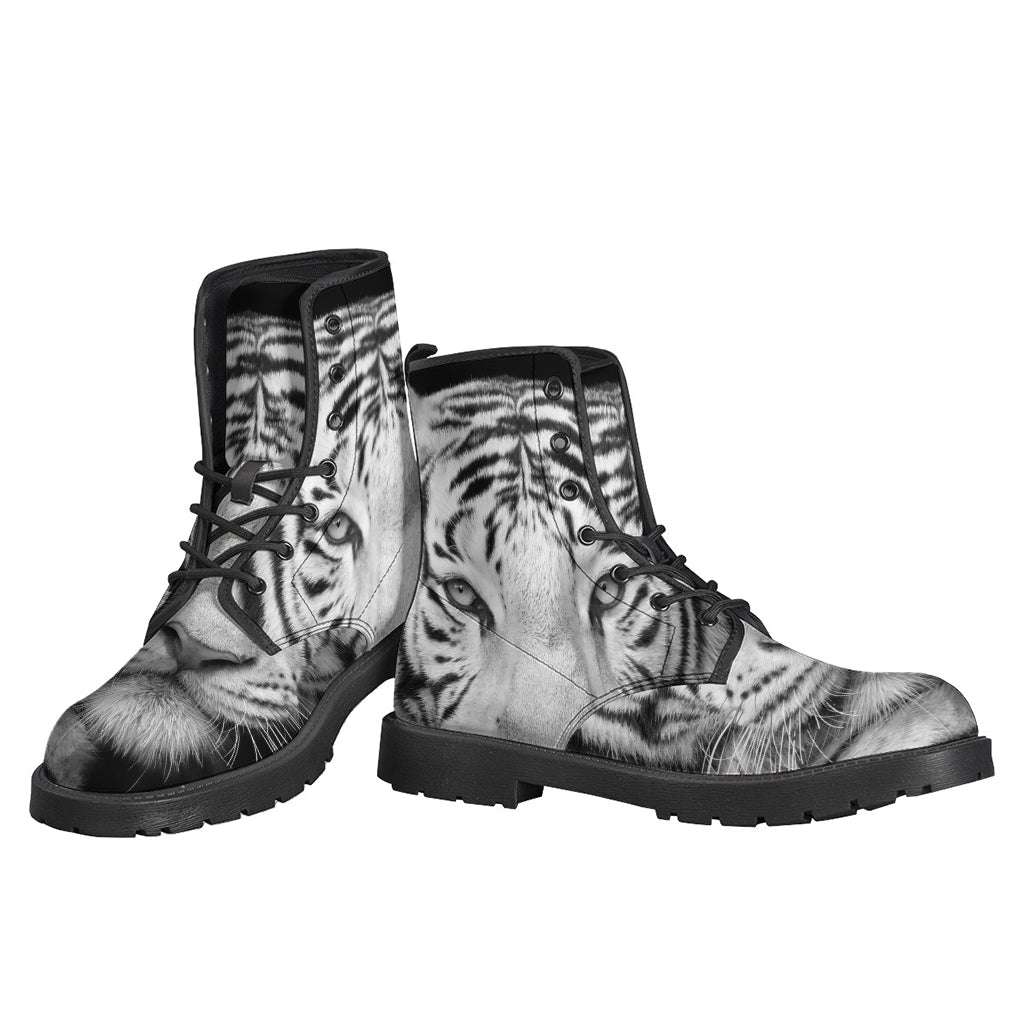 Monochrome White Bengal Tiger Print Backpack