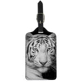 Monochrome White Bengal Tiger Print Luggage Tag