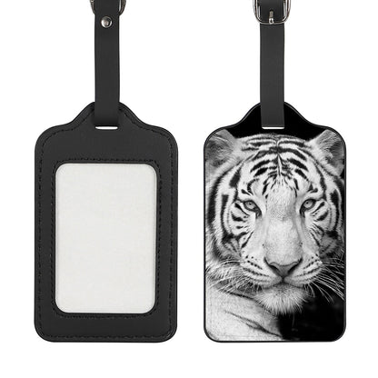 Monochrome White Bengal Tiger Print Luggage Tag