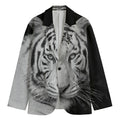 Monochrome White Bengal Tiger Print Men's Blazer