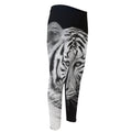 Monochrome White Bengal Tiger Print Men's Compression Pants