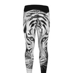 Monochrome White Bengal Tiger Print Men's leggings