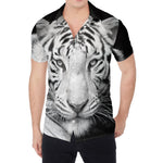 Monochrome White Bengal Tiger Print Men's Shirt