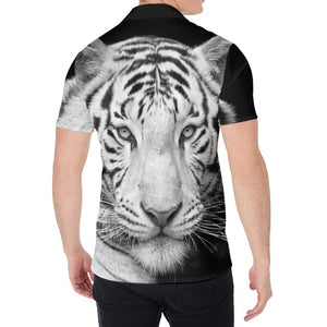 Monochrome White Bengal Tiger Print Men's Shirt