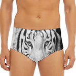 Monochrome White Bengal Tiger Print Men's Triangle Swim Briefs