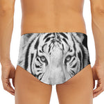 Monochrome White Bengal Tiger Print Men's Triangle Swim Briefs
