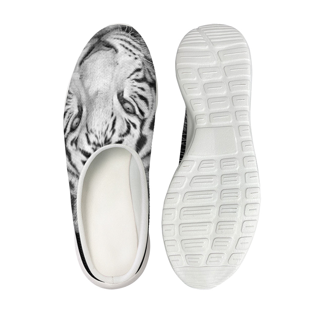 Monochrome White Bengal Tiger Print Mesh Casual Shoes