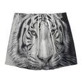 Monochrome White Bengal Tiger Print Mesh Shorts