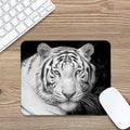 Monochrome White Bengal Tiger Print Mouse Pad