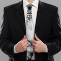 Monochrome White Bengal Tiger Print Necktie