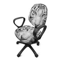 Monochrome White Bengal Tiger Print Office Chair Cover