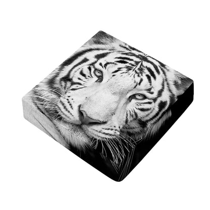 Monochrome White Bengal Tiger Print Outdoor Seat Cushion Cover