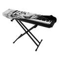 Monochrome White Bengal Tiger Print Piano Keyboard Cover