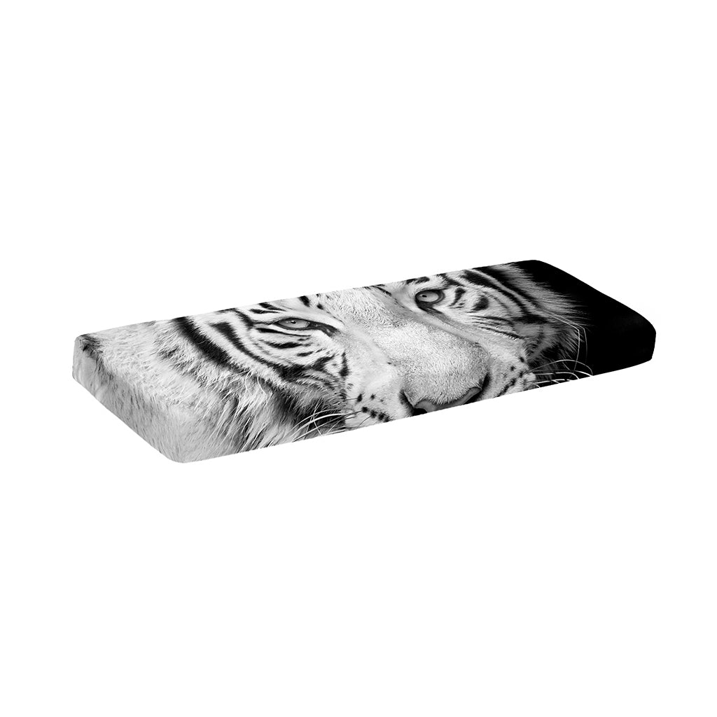 Monochrome White Bengal Tiger Print Piano Keyboard Cover