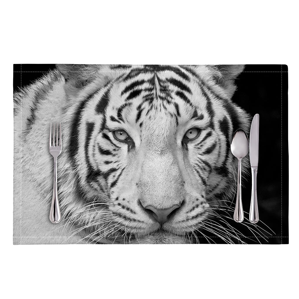 Monochrome White Bengal Tiger Print Placemat